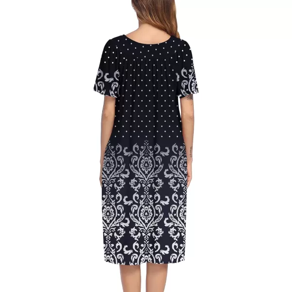 Ekouaer Womens House Dress with PocketsDark Blue Floral