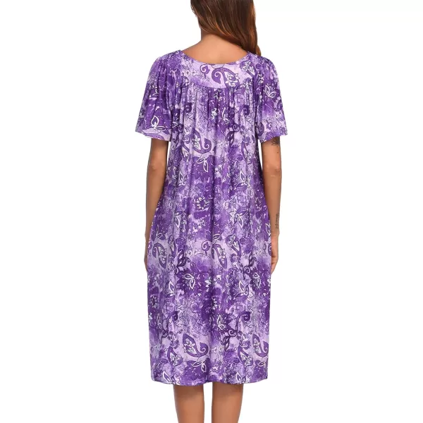 Ekouaer Womens House Dress with PocketsFloral Purple