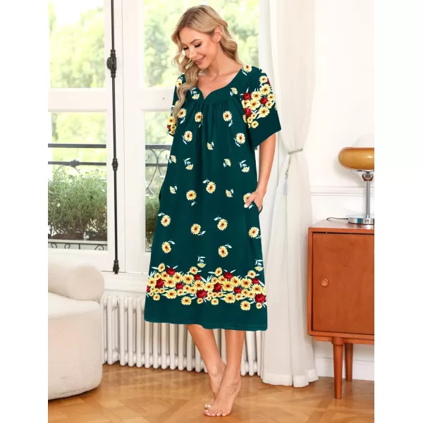 Ekouaer Womens House Dress with PocketsGreen Floral