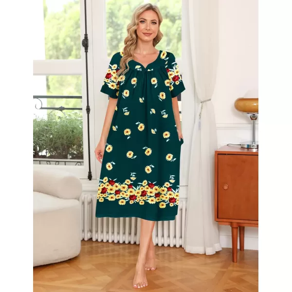 Ekouaer Womens House Dress with PocketsGreen Floral