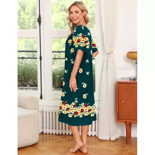 Ekouaer Womens House Dress with PocketsGreen Floral