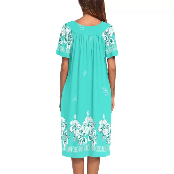 Ekouaer Womens House Dress with PocketsGreen White Floral