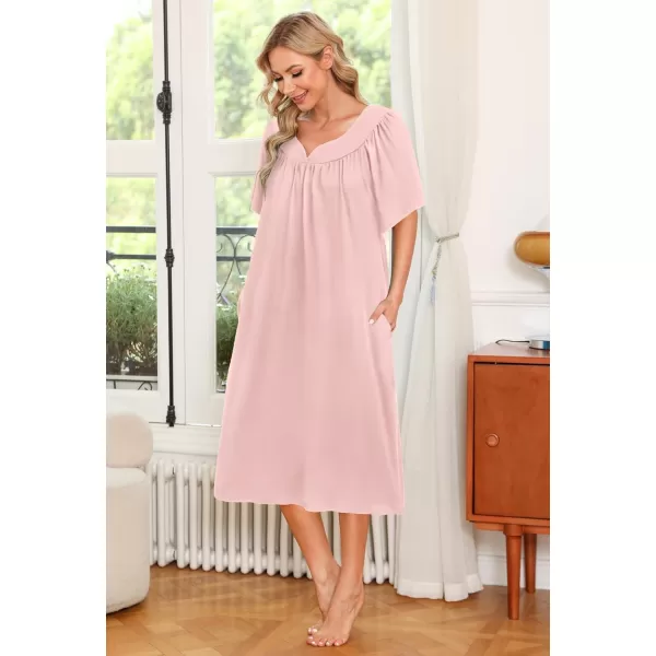 Ekouaer Womens House Dress with PocketsLight Pink