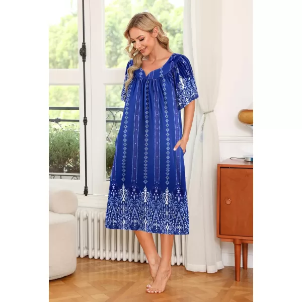 Ekouaer Womens House Dress with PocketsNavy Boho