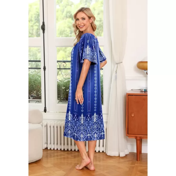 Ekouaer Womens House Dress with PocketsNavy Boho