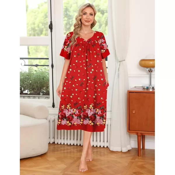 Ekouaer Womens House Dress with PocketsOlivia Red