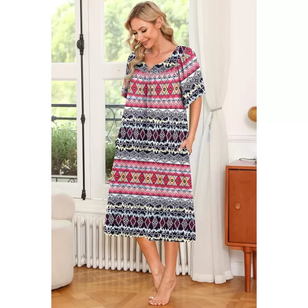 Ekouaer Womens House Dress with PocketsRed