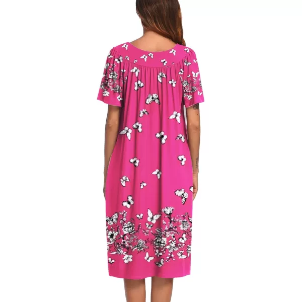 Ekouaer Womens House Dress with PocketsRose Red Butterfly