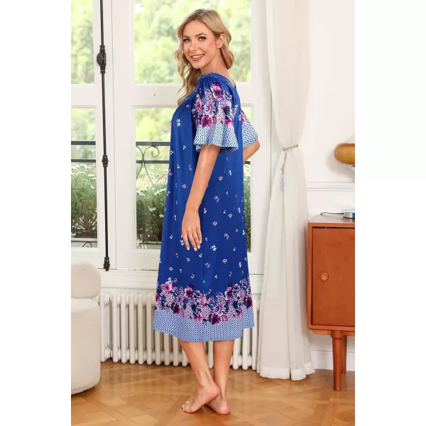 Ekouaer Womens House Dress with PocketsTeal Floral Paisley