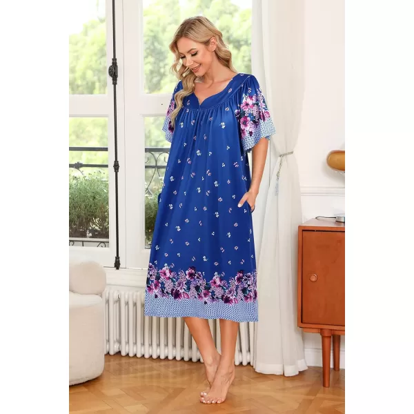 Ekouaer Womens House Dress with PocketsTeal Floral Paisley