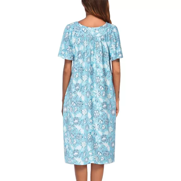 Ekouaer Womens House Dress with PocketsTurquoise Floral