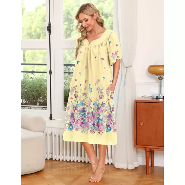 Ekouaer Womens House Dress with PocketsYellow Butterfly