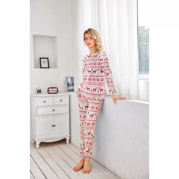 Ekouaer Womens Jogger Pajama Sets Long Sleeve Sleepwear Round Neck Nightwear Soft Pjs Lounge Sets with PocketsRed Elk Chrismas