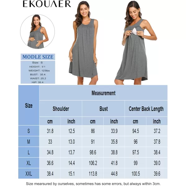 Ekouaer Womens LaborDeliveryMaternity Nursing Nightgown for Hospital Breastfeeding Sleepwear SXXLSolid Color Navy Blue