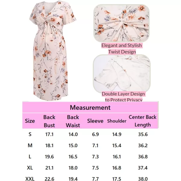 Ekouaer Womens Maternity Dress Floral Nursing DressAkhaki Flowers