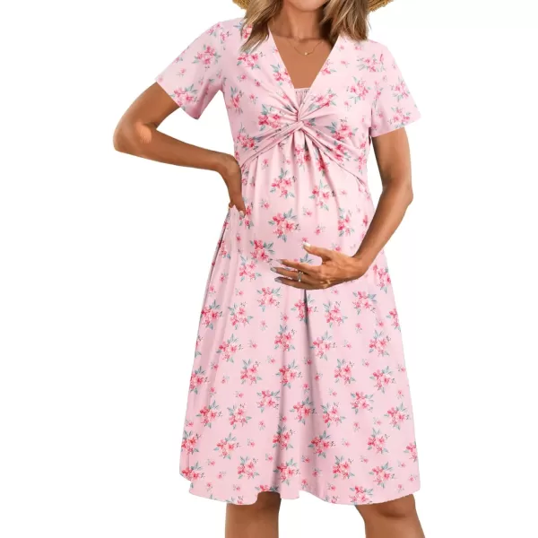 Ekouaer Womens Maternity Dress Floral Nursing DressPink Rose