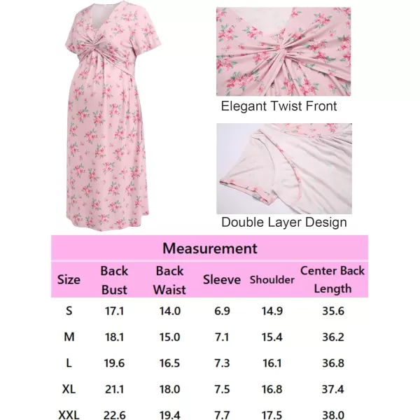 Ekouaer Womens Maternity Dress Floral Nursing DressPink Rose