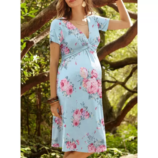 Ekouaer Womens Maternity Dress Floral Nursing DressSky Blue