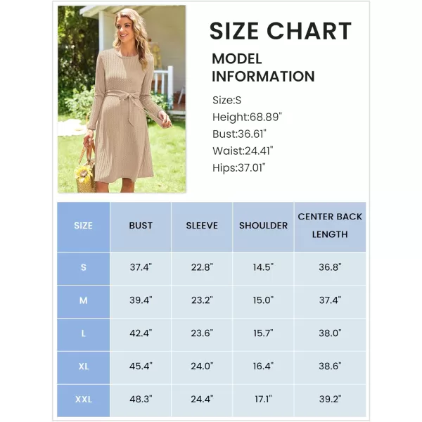 Ekouaer Womens Maternity Dress Rib Knit Long Sleeve Casual Pregnancy Dresses Crewneck Pregnancy Clothes with BeltKhaki