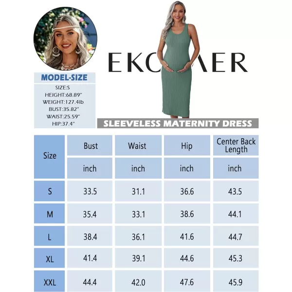 Ekouaer Womens Maternity Dress Rib Knit Sleeveless Tank Side Slit Bodycon Dresses Pregnancy Clothes SXXLA Mint Green