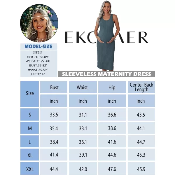 Ekouaer Womens Maternity Dress Rib Knit Sleeveless Tank Side Slit Bodycon Dresses Pregnancy Clothes SXXLDark Blue