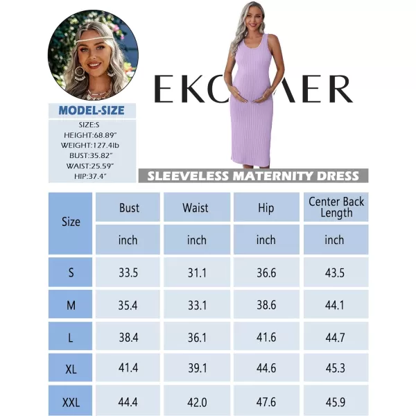 Ekouaer Womens Maternity Dress Rib Knit Sleeveless Tank Side Slit Bodycon Dresses Pregnancy Clothes SXXLLavender