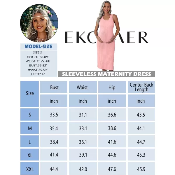 Ekouaer Womens Maternity Dress Rib Knit Sleeveless Tank Side Slit Bodycon Dresses Pregnancy Clothes SXXLLight Pink