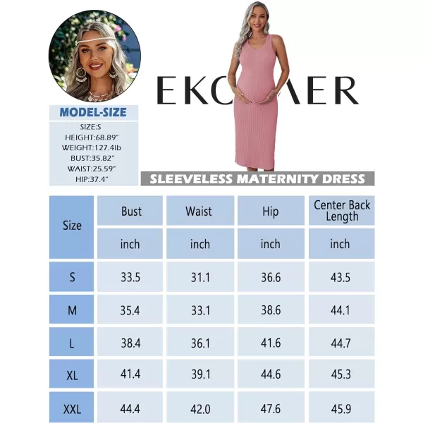 Ekouaer Womens Maternity Dress Rib Knit Sleeveless Tank Side Slit Bodycon Dresses Pregnancy Clothes SXXLMisty Rose