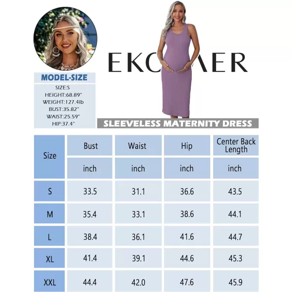 Ekouaer Womens Maternity Dress Rib Knit Sleeveless Tank Side Slit Bodycon Dresses Pregnancy Clothes SXXLPurple