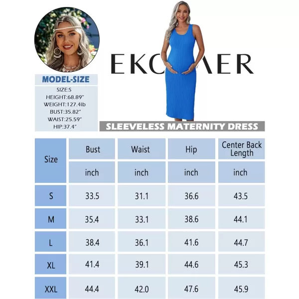 Ekouaer Womens Maternity Dress Rib Knit Sleeveless Tank Side Slit Bodycon Dresses Pregnancy Clothes SXXLSnorkel Blue