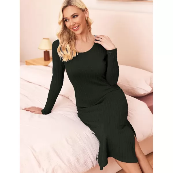 Ekouaer Womens Maternity Dress Rib Knit Sleeveless Tank Side Slit Bodycon Dresses Pregnancy Clothes SXXLZ Long Sleeve Army Green