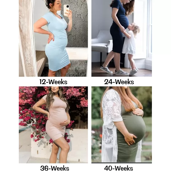 Ekouaer Womens Maternity Dress Ruched Ribbed Bodycon Summer Dresses Casual Pregnancy Dress SXXLLight Blue
