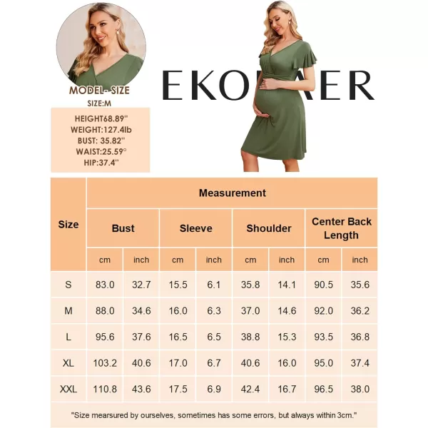 Ekouaer Womens Maternity Dress Short Sleeve VNeck Nursing Dresses Pregnancy Clothes SXXLBlack