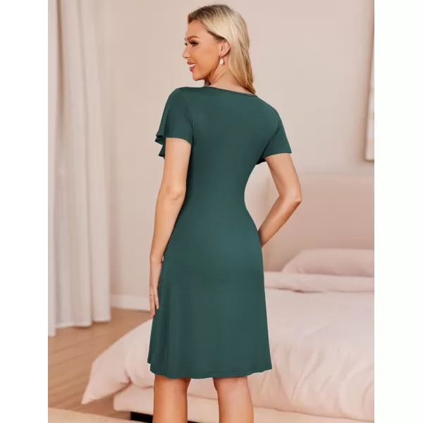 Ekouaer Womens Maternity Dress Short Sleeve VNeck Nursing Dresses Pregnancy Clothes SXXLDark Green