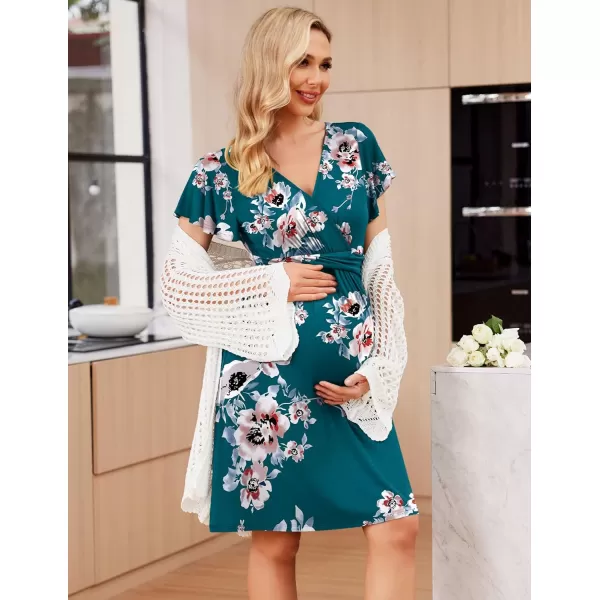 Ekouaer Womens Maternity Dress Short Sleeve VNeck Nursing Dresses Pregnancy Clothes SXXLFloral 1