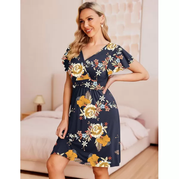 Ekouaer Womens Maternity Dress Short Sleeve VNeck Nursing Dresses Pregnancy Clothes SXXLFloral 2