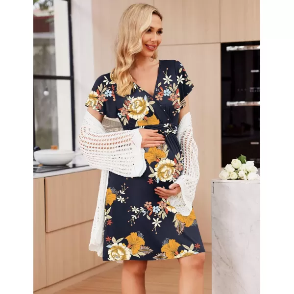 Ekouaer Womens Maternity Dress Short Sleeve VNeck Nursing Dresses Pregnancy Clothes SXXLFloral 2