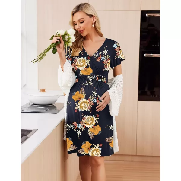 Ekouaer Womens Maternity Dress Short Sleeve VNeck Nursing Dresses Pregnancy Clothes SXXLFloral 2