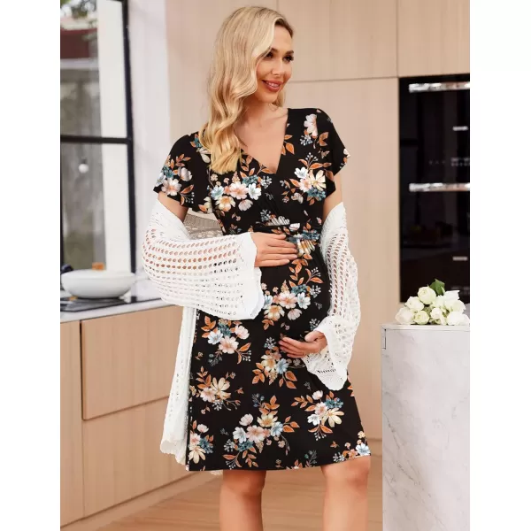 Ekouaer Womens Maternity Dress Short Sleeve VNeck Nursing Dresses Pregnancy Clothes SXXLFloral 3