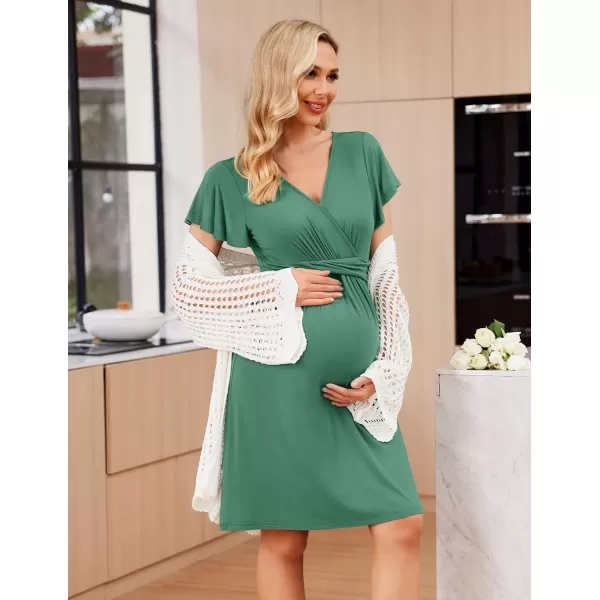 Ekouaer Womens Maternity Dress Short Sleeve VNeck Nursing Dresses Pregnancy Clothes SXXLMint Green