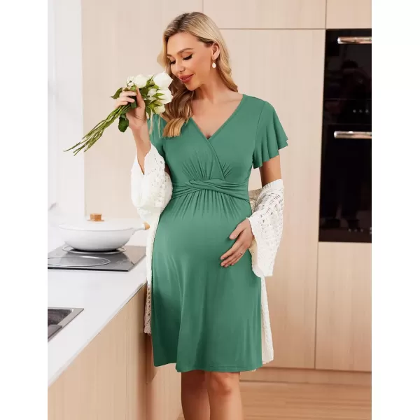 Ekouaer Womens Maternity Dress Short Sleeve VNeck Nursing Dresses Pregnancy Clothes SXXLMint Green