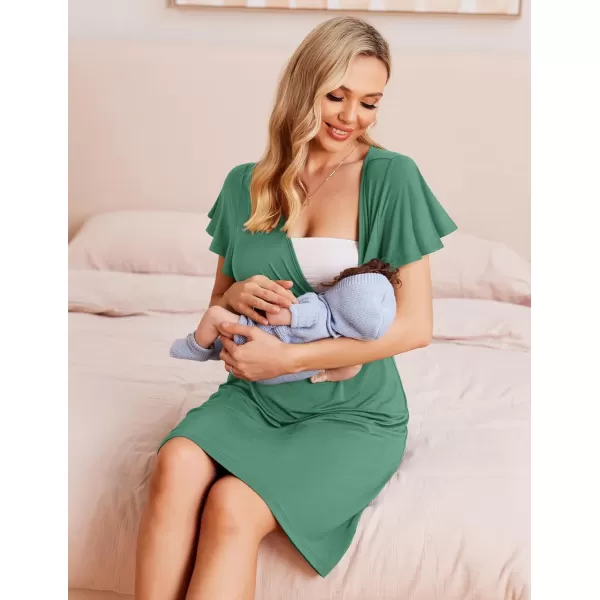 Ekouaer Womens Maternity Dress Short Sleeve VNeck Nursing Dresses Pregnancy Clothes SXXLMint Green