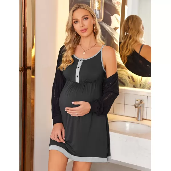 Ekouaer Womens Maternity Nightgowns Sleeveless Nursing Sleepwear Postpartum Nightgowns for Women Breastfeeding SXXLAblack