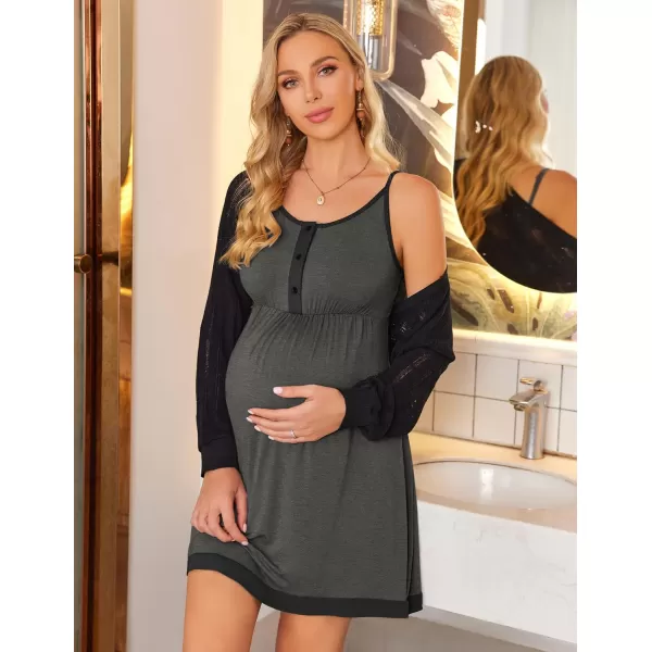 Ekouaer Womens Maternity Nightgowns Sleeveless Nursing Sleepwear Postpartum Nightgowns for Women Breastfeeding SXXLAdark Grey