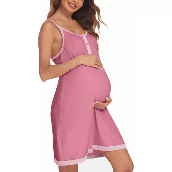 Ekouaer Womens Maternity Nightgowns Sleeveless Nursing Sleepwear Postpartum Nightgowns for Women Breastfeeding SXXLDark Pink