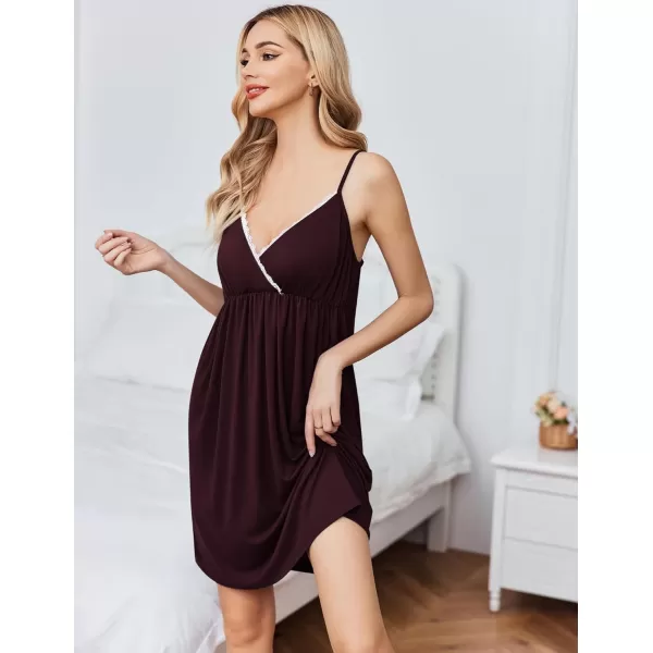 Ekouaer Womens Maternity Nursing Gown and Robe Set Labor Delivery Nuring Nightgowns for Hospital Breastfeeding RobesBurgundy