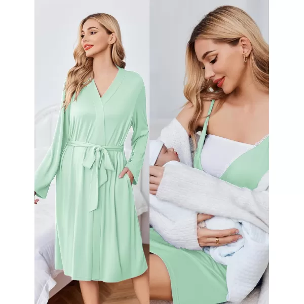 Ekouaer Womens Maternity Nursing Gown and Robe Set Labor Delivery Nuring Nightgowns for Hospital Breastfeeding RobesJade Green