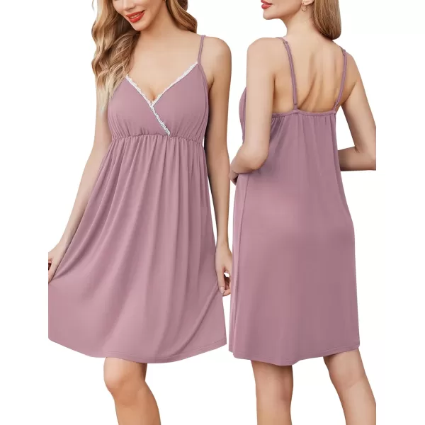 Ekouaer Womens Maternity Nursing Gown and Robe Set Labor Delivery Nuring Nightgowns for Hospital Breastfeeding RobesMisty Rose