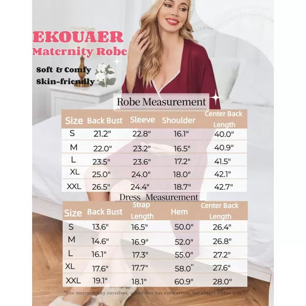 Ekouaer Womens Maternity Nursing Gown and Robe Set Labor Delivery Nuring Nightgowns for Hospital Breastfeeding RobesMisty Rose