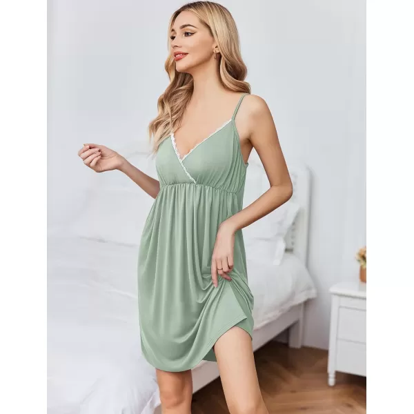 Ekouaer Womens Maternity Nursing Gown and Robe Set Labor Delivery Nuring Nightgowns for Hospital Breastfeeding RobesSage Green